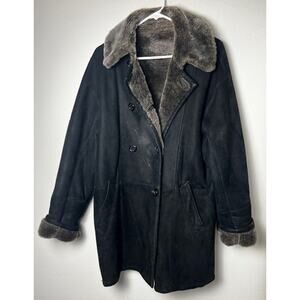SEARLE Vintage Genuine Suede Sheared Coat Black Medium